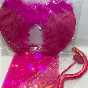 Cupid Costume W/Pink Angel Wings-Bow-Lighted Skirt